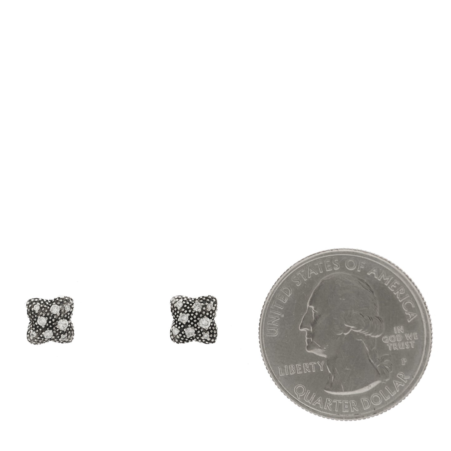 Sterling Silver Diamond Midnight Melange Quatrefoil Earrings