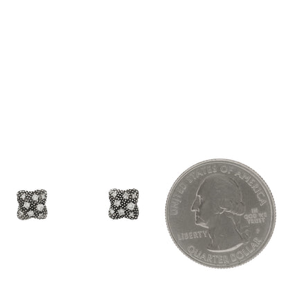 David Yurman Sterling Silver Diamond Midnight Melange Quatrefoil Earrings 2 of 4