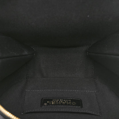 Chanel Lambskin Quilted Chain Logo Top Handle Small Round Black 5 of 11