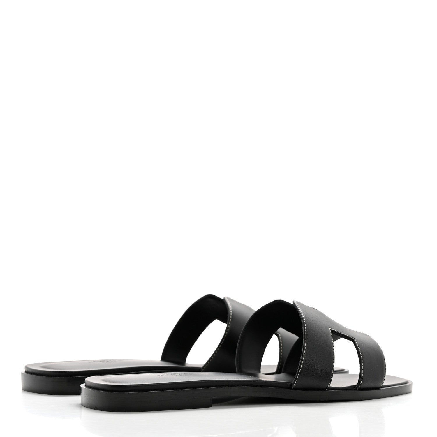Hermes Box Calfskin Oran Sandals 39 Black 4 of 9