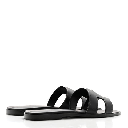 Hermes Box Calfskin Oran Sandals 39 Black 4 of 9
