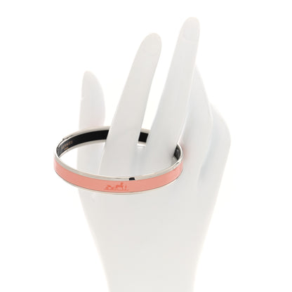 Hermes Enamel Printed Narrow Caleche Bracelet 70 Rose Dragee 2 of 5