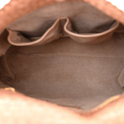 Prada Madras Woven Top Handle Satchel Beige 5 of 12