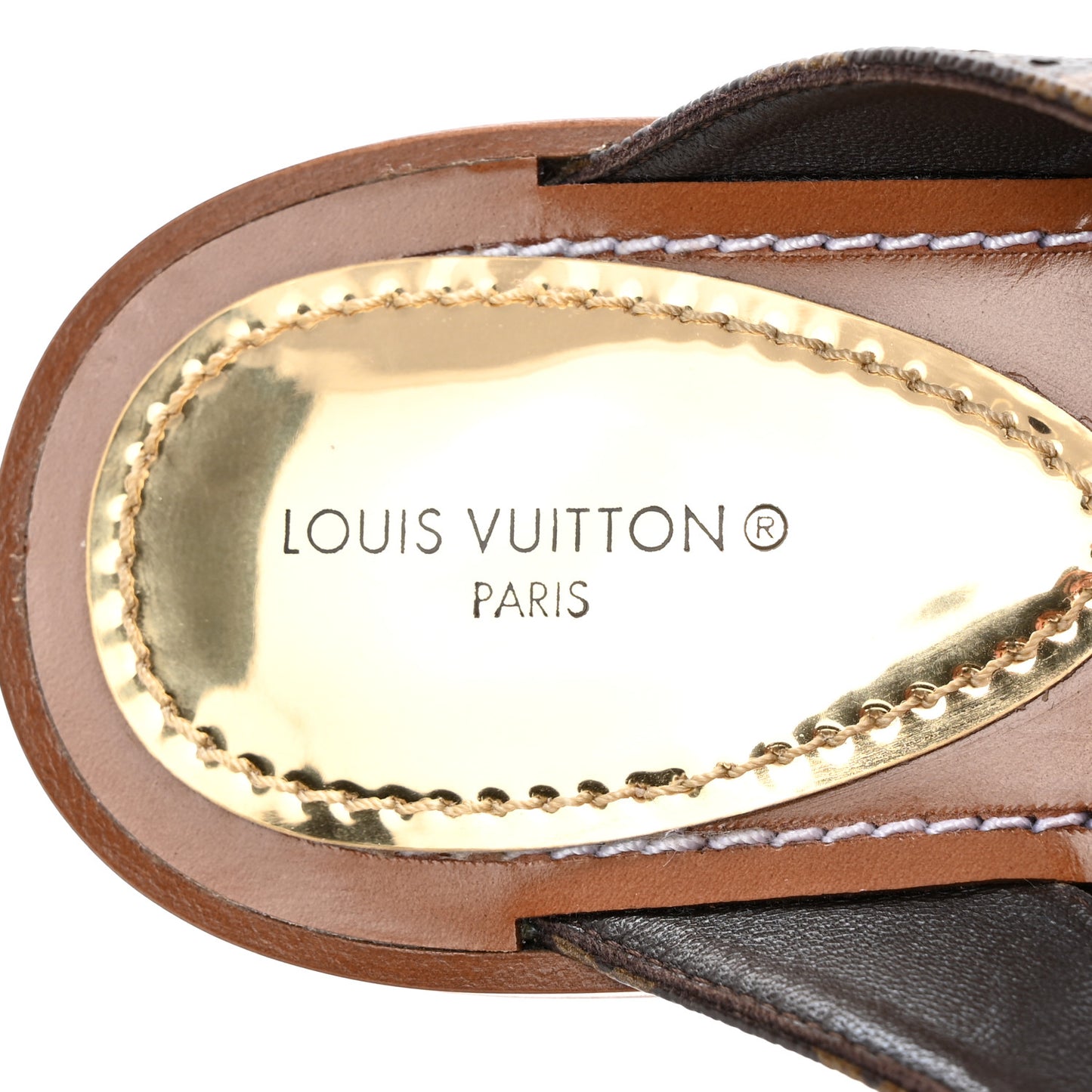 Monogram Sunny Flat Thong Sandals 36.5 Brown