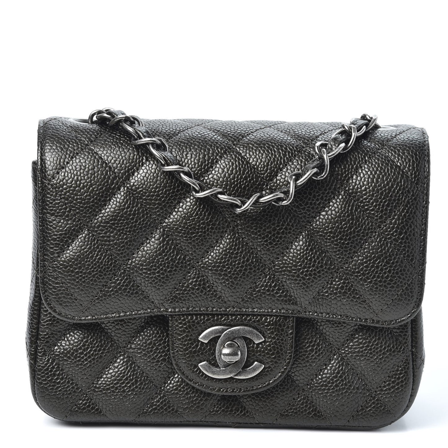 Caviar Quilted Mini Square Flap Charcoal