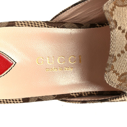 Gucci Monogram Jumbo GG Malaga Kid Womens Princetown Slippers 35 Camel Ebony New Acero Beige 7 of 10
