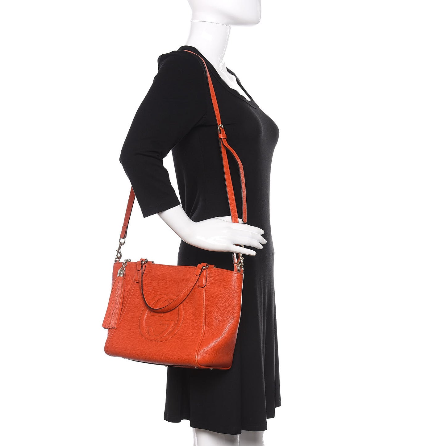 Pebbled Calfskin Small Soho Top Handle Bag Sun Orange