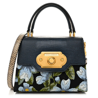 Dolce & Gabbana Lizard Embossed Floral Printed Welcome Satchel Multicolor 1 of 9