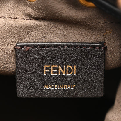 Fendi Shearling Vitello Dolce F is Fendi Macro FF 1974 Mini Mon Tresor Bucket Bag Tobacco Black 7 of 11