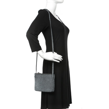Celine Lambskin Embossed Small Trio Crossbody Bag Black White 2 of 10