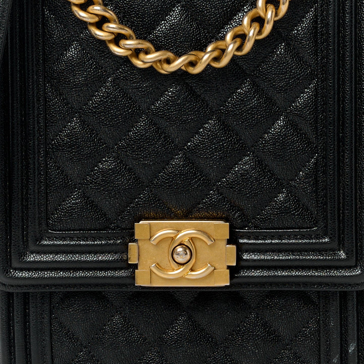 Caviar Quilted North South Boy Flap Black