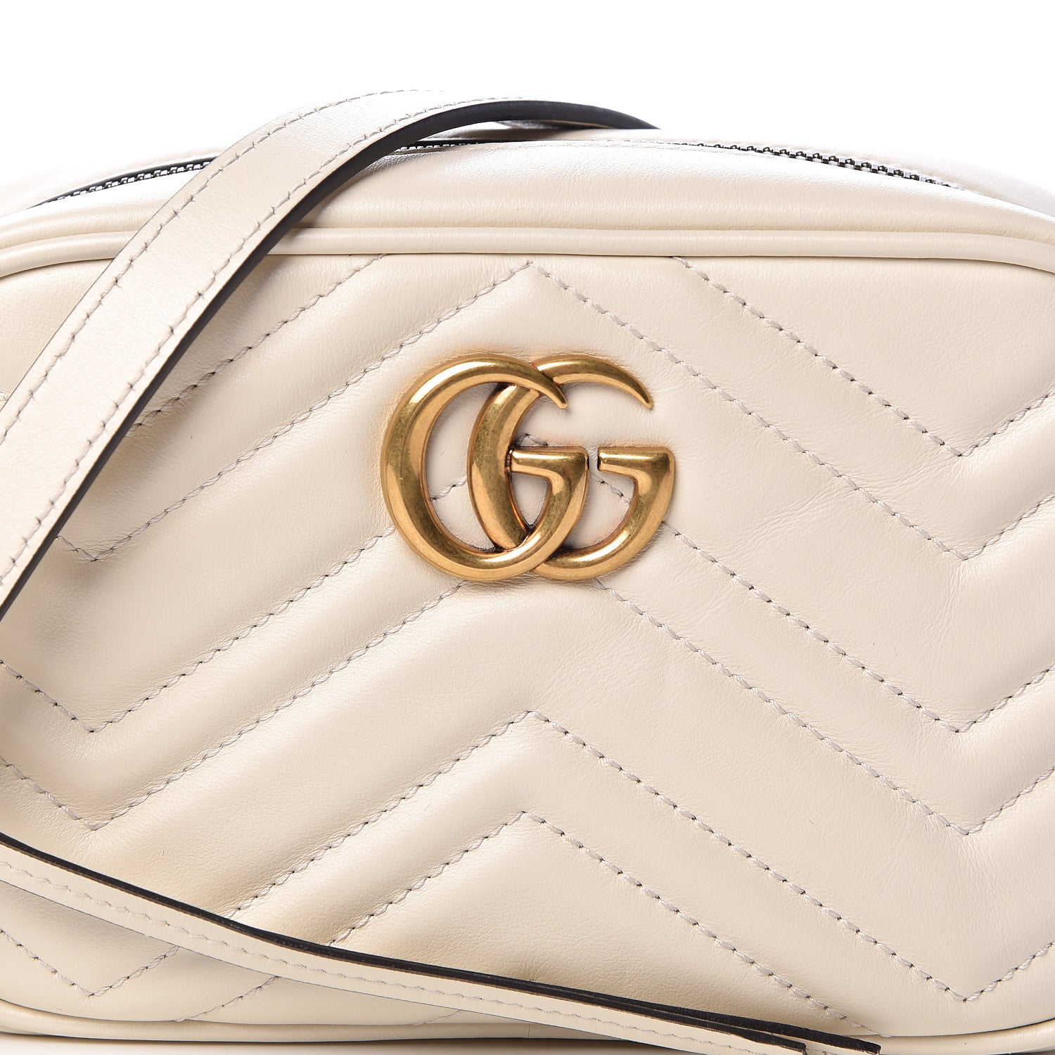 Gucci Calfskin Matelasse Mini GG Marmont Chain Shoulder Bag White 9 of 10