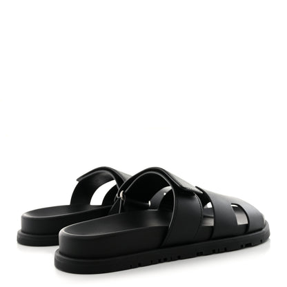 Hermes Calfskin Mens Chypre Sandals 39 Black 4 of 9