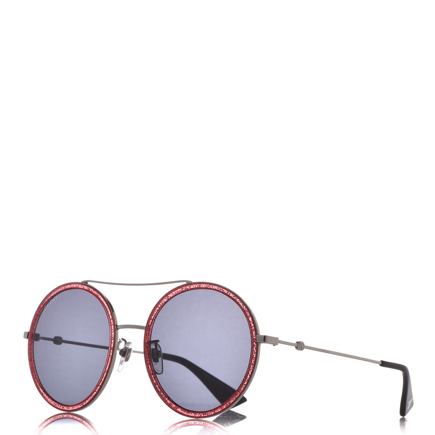 Metal Round Frame Glitter Sunglasses GG0061S Red