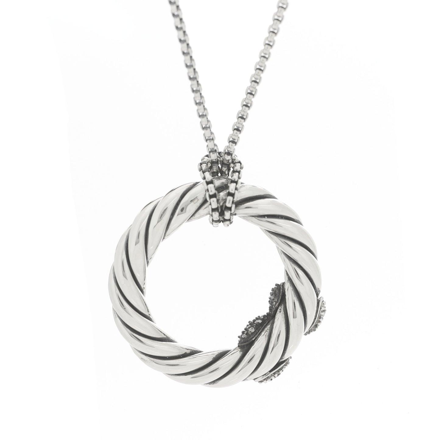 Sterling Silver Diamond Starlight X Circle Pendant Necklace