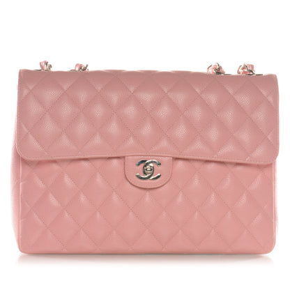 Chanel Caviar Jumbo Single Flap Pink 1 of 8