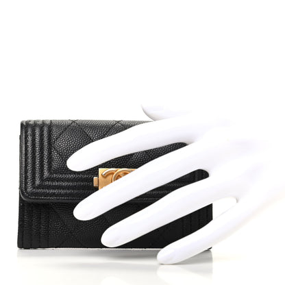 Chanel Caviar Quilted Boy Flap Card Holder Black 2 of 8