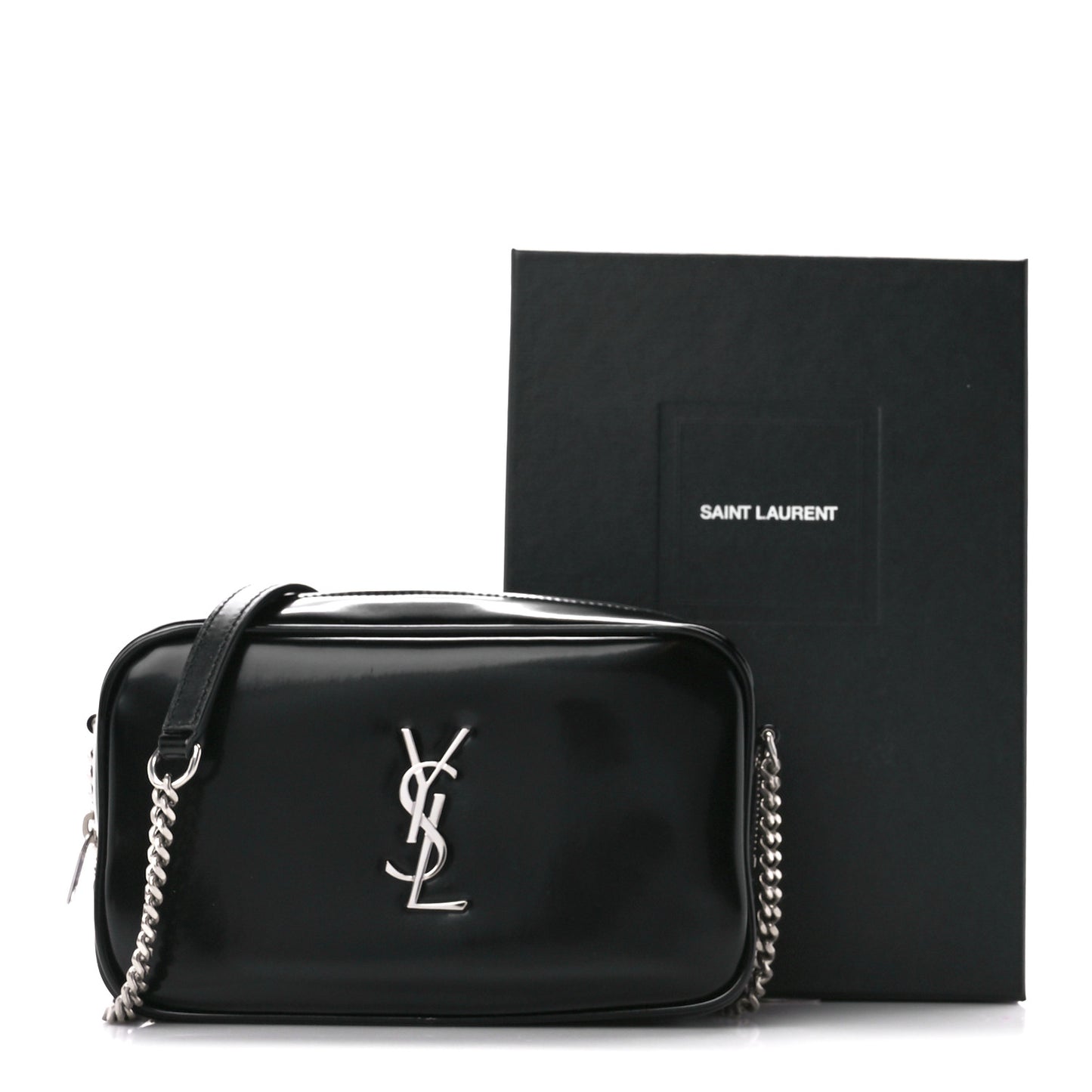 Shiny Calfskin Monogram Mini Lou Camera Bag Black