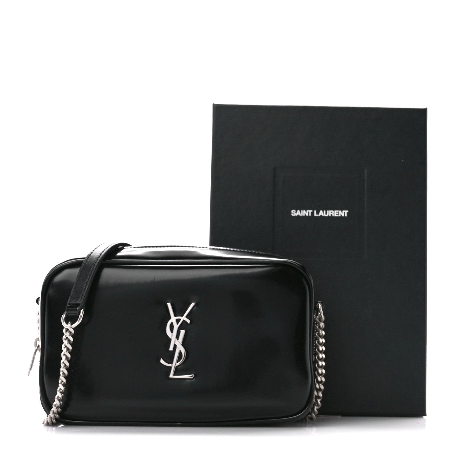 Saint Laurent Shiny Calfskin Monogram Mini Lou Camera Bag Black 11 of 11