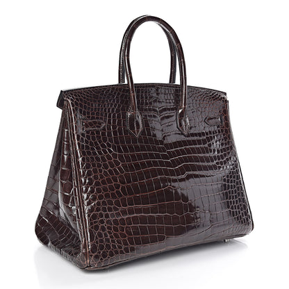 Hermes Shiny Porosus Crocodile Birkin 35 Cocoan 3 of 31