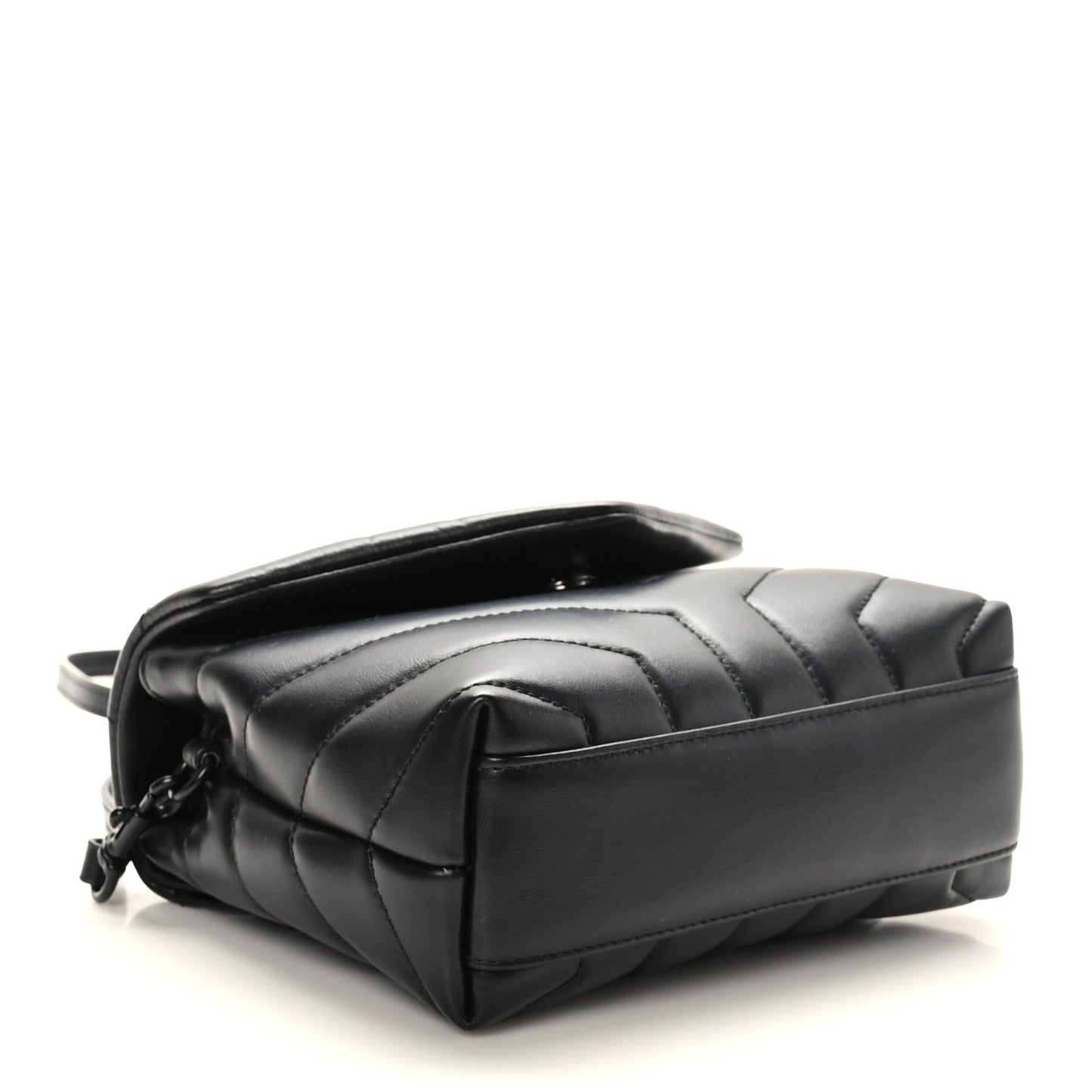 Calfskin Y Quilted Monogram Monochrome Toy Loulou Crossbody Bag Black