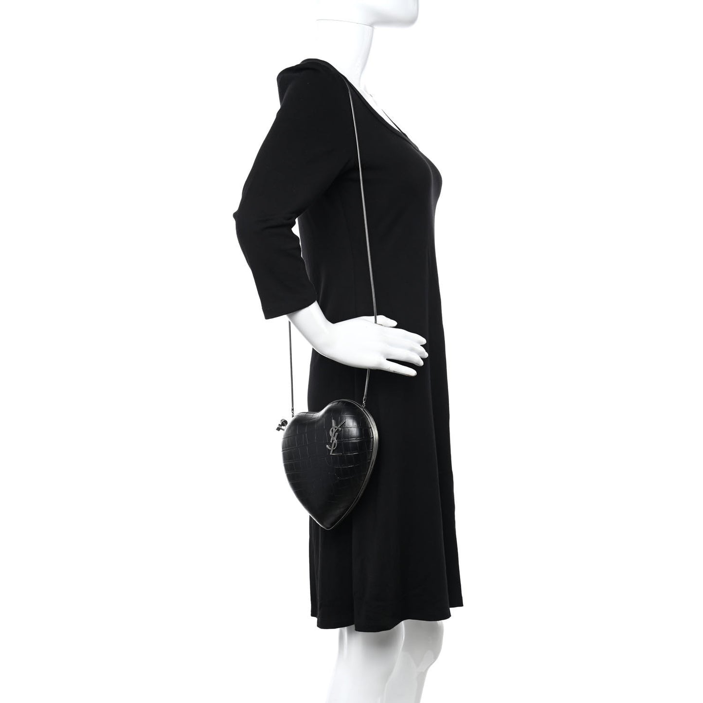 Calfskin Crocodile Embossed Monogram Love Box Bag Black