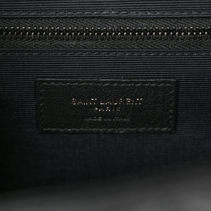 Saint Laurent Grain De Poudre Textured Mixed Matelasse Large Triquilt Monogram Monochrome Satchel Black 7 of 12