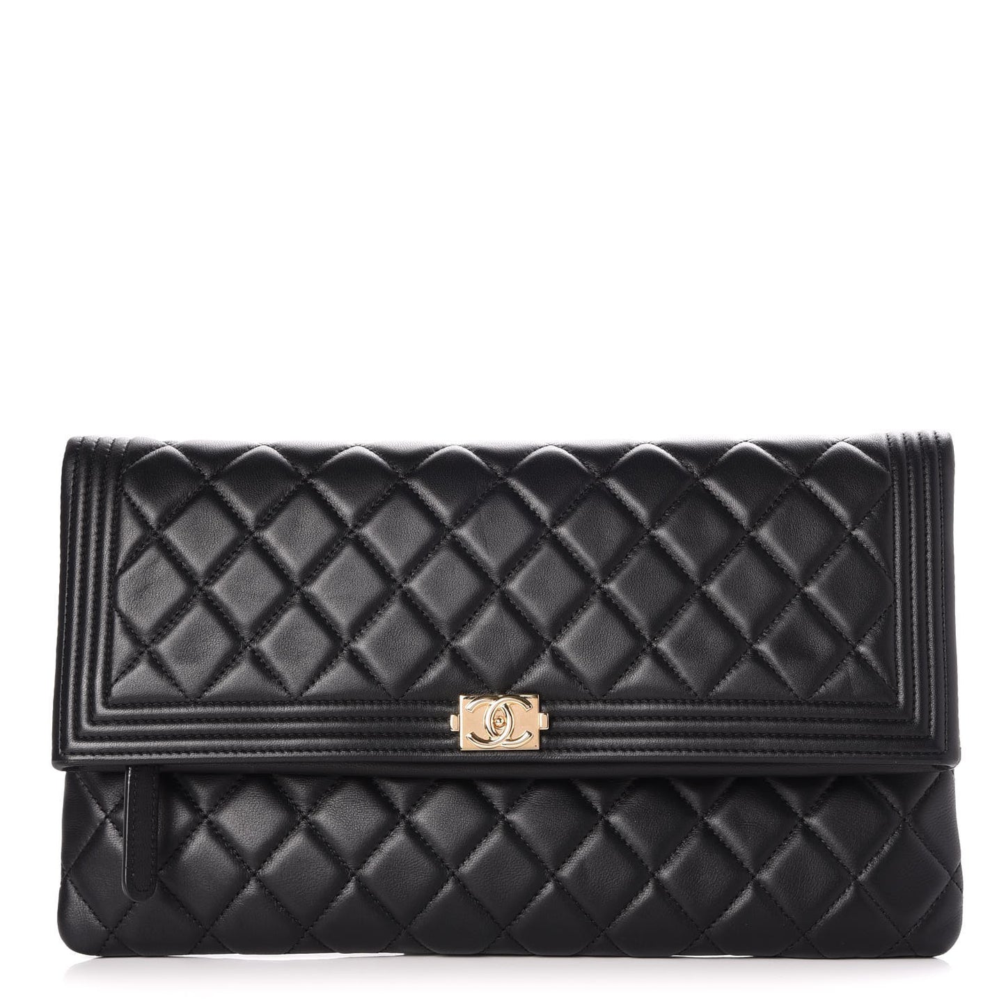 Lambskin Quilted Beauty CC Boy Clutch Black