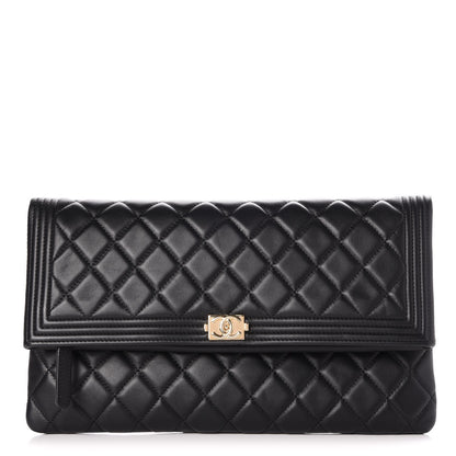Chanel Lambskin Quilted Beauty CC Boy Clutch Black 1 of 8