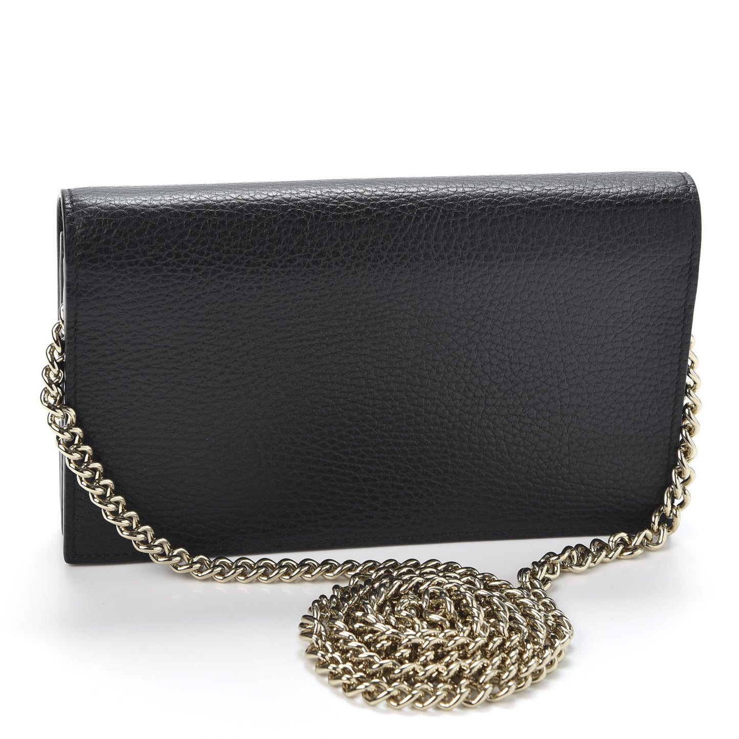 Dollar Calfskin Medium Betty Chain Wallet Black