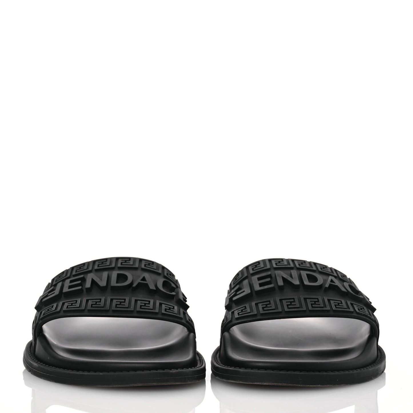 X VERSACE Rubber Logo Slide Sandals 38 Black