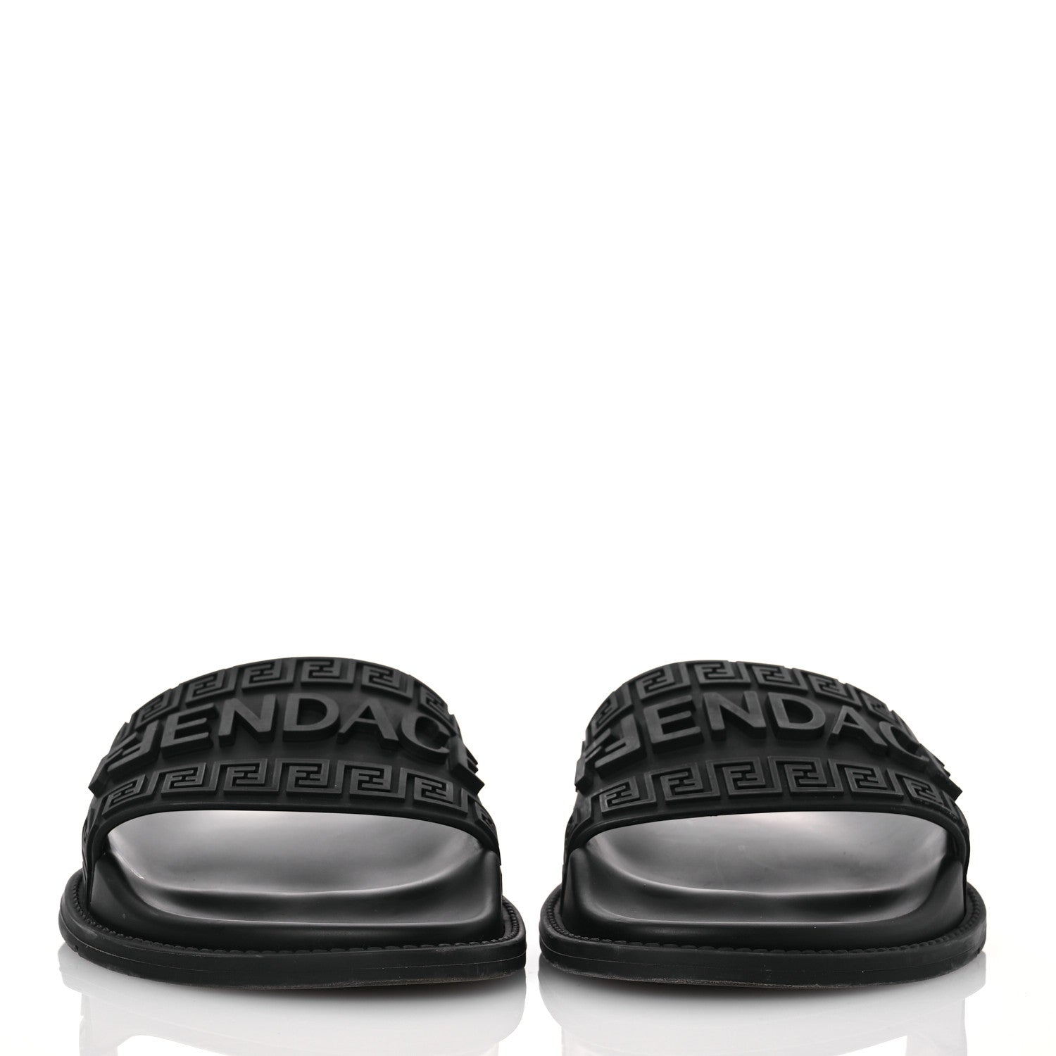 Fendi X VERSACE Rubber Logo Slide Sandals 38 Black 2 of 15