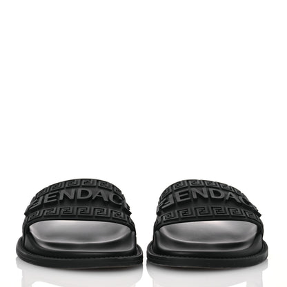 Fendi X VERSACE Rubber Logo Slide Sandals 38 Black 2 of 15