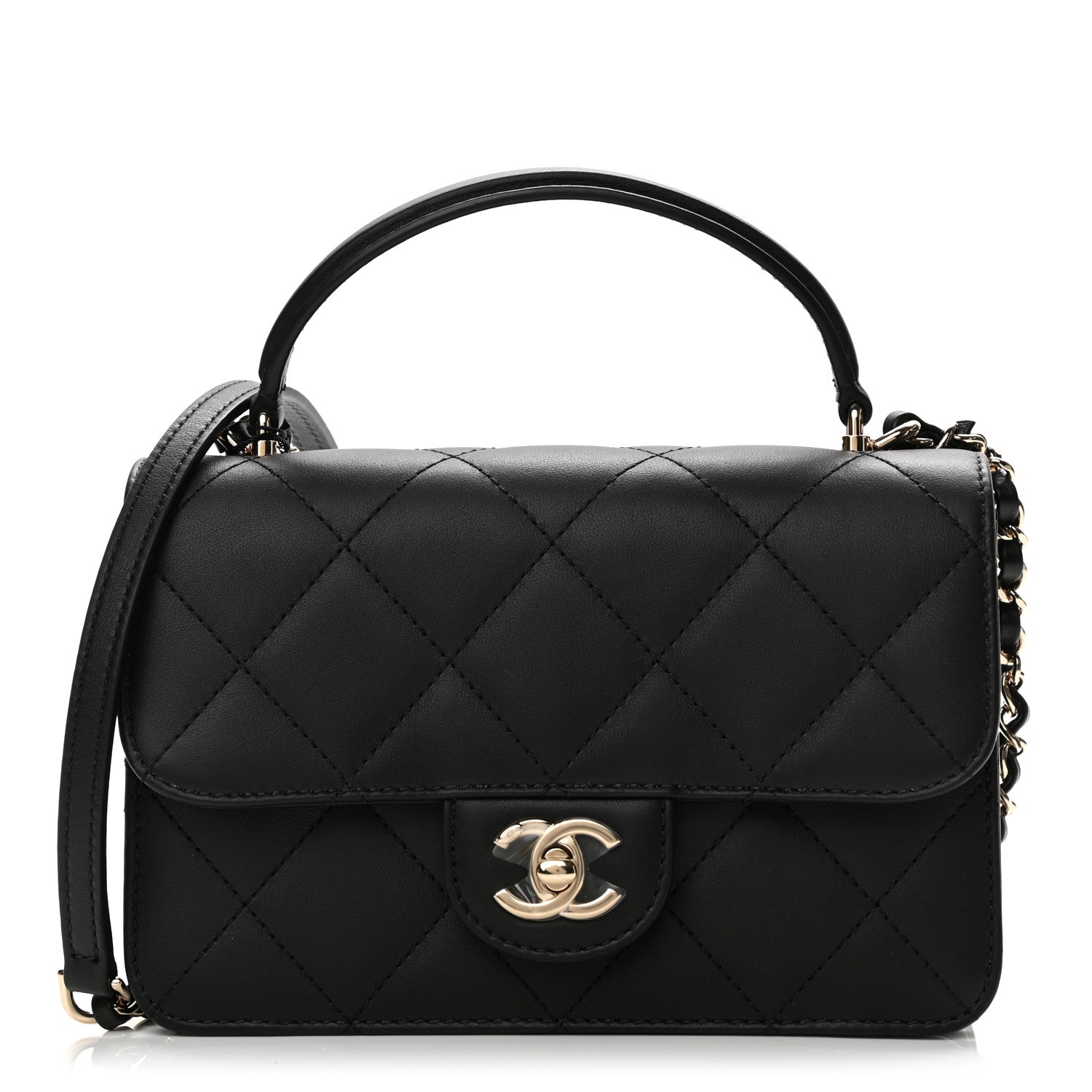Chanel Calfskin Quilted Small Top Handle Flap Black 1 of 11