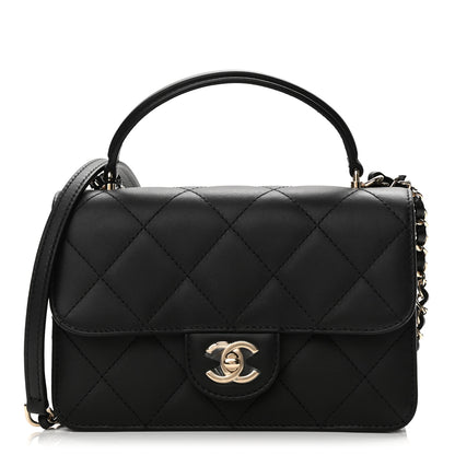 Chanel Calfskin Quilted Small Top Handle Flap Black 1 of 11