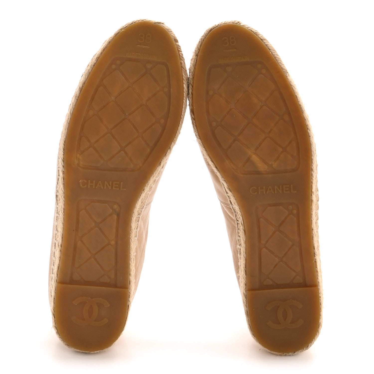 Chanel Lambskin CC Espadrilles 38 Beige Black 6 of 10