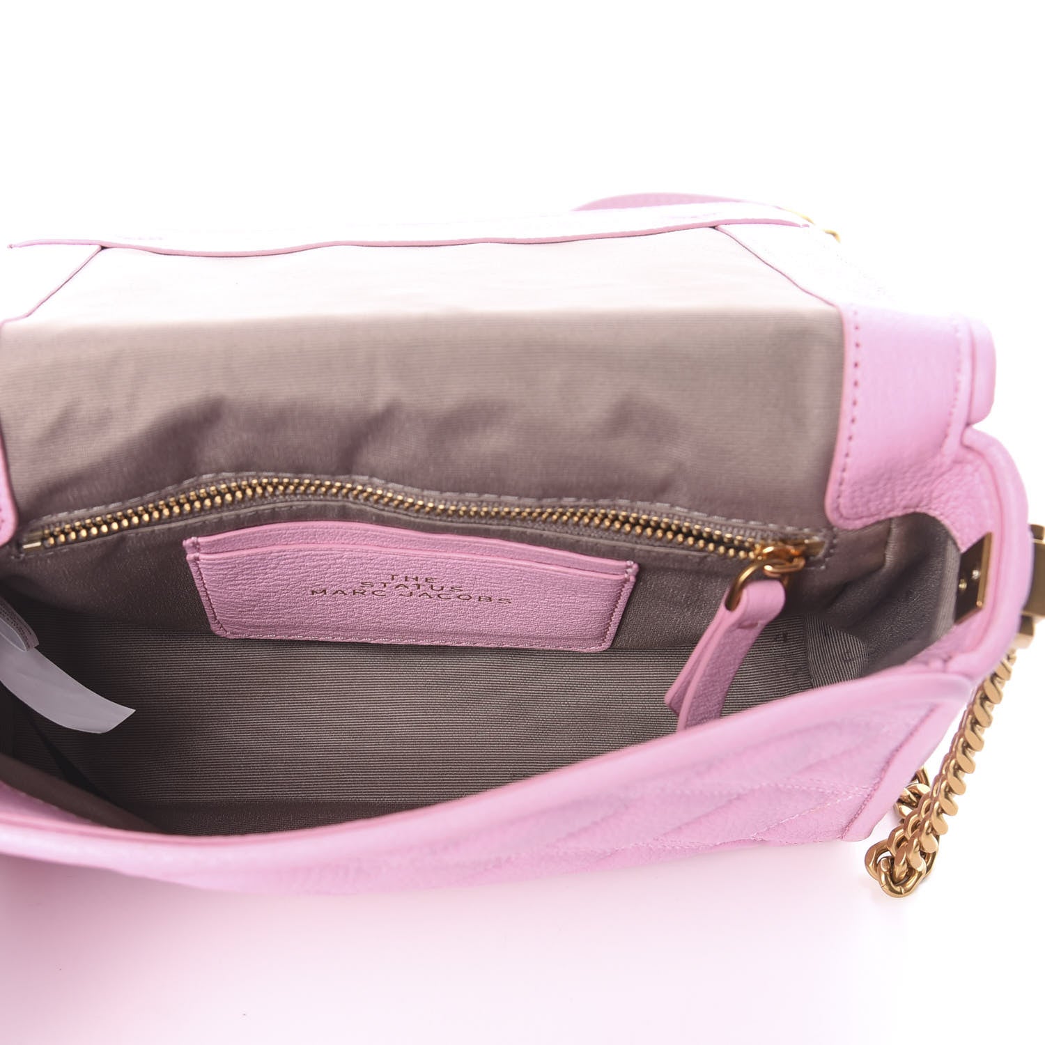 Marc Jacobs Grained Calfskin Quilted Double Stitched The Status Flap Crossbody Bag Pink 4 of 7