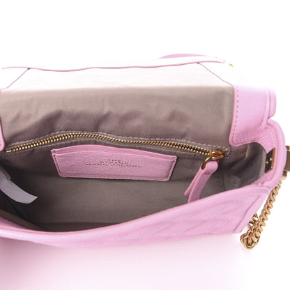 Marc Jacobs Grained Calfskin Quilted Double Stitched The Status Flap Crossbody Bag Pink 4 of 7