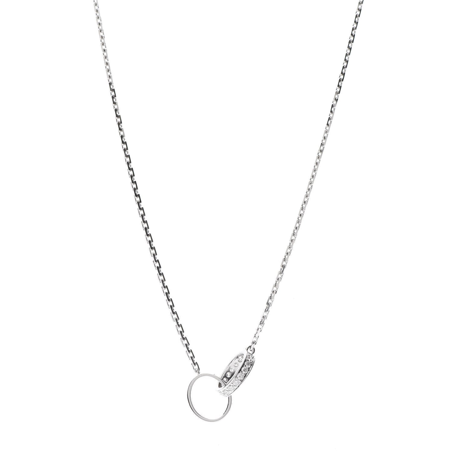 18K White Gold Diamond Interlocking LOVE Necklace
