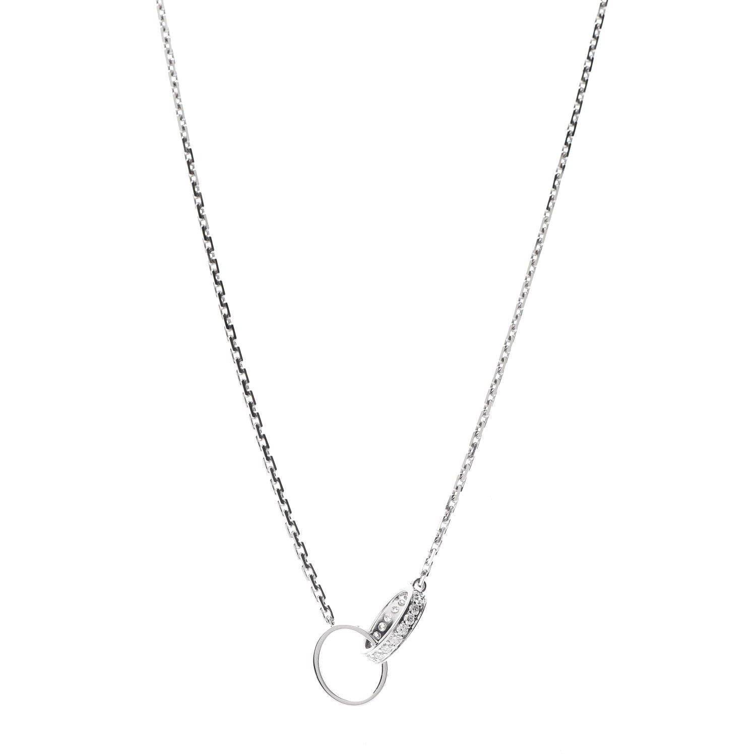 Cartier 18K White Gold Diamond Interlocking LOVE Necklace 1 of 5