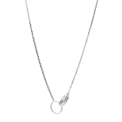 Cartier 18K White Gold Diamond Interlocking LOVE Necklace 1 of 5