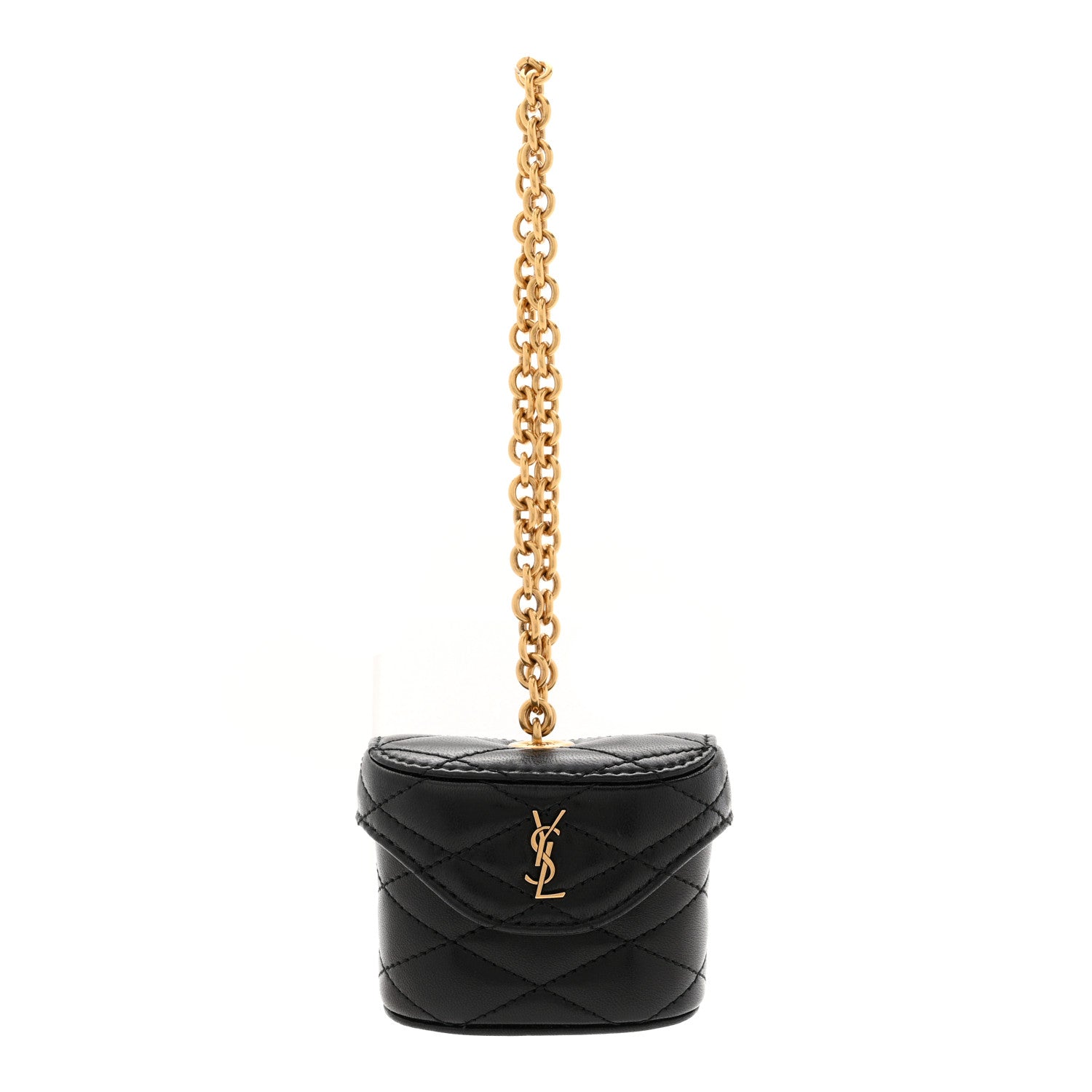 Saint Laurent Lambskin Matelasse Monogram June Box Bag Charm Black 1 of 5