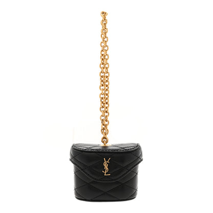 Saint Laurent Lambskin Matelasse Monogram June Box Bag Charm Black 1 of 5