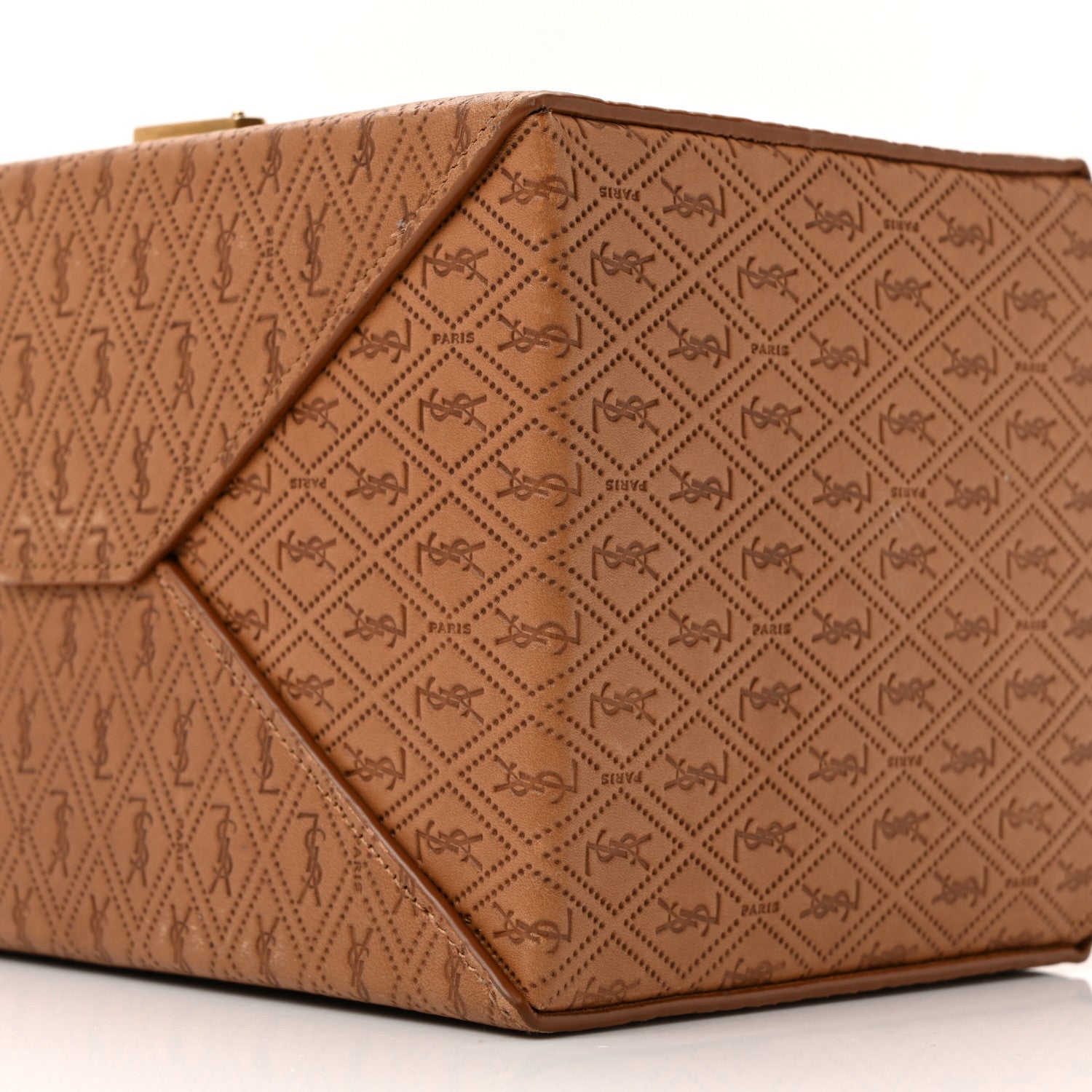 Saint Laurent Calfskin Monogram Take Away Box Dusty Vintage Brown Gold 10 of 12