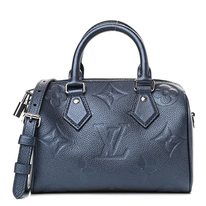 Louis Vuitton Metallic Empreinte Monogram Giant Speedy Bandouliere 20 Navy Nacre 1 of 8