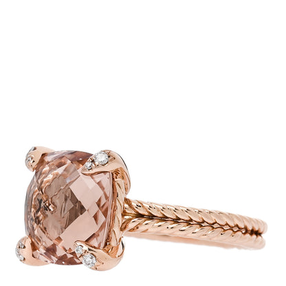 David Yurman 18K Rose Gold Diamond Morganite 11mm Chatelaine Ring 52 6 3 of 5