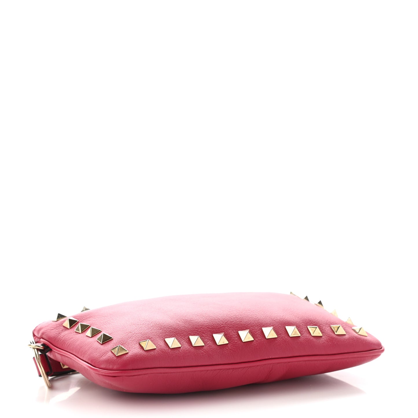 Vitello Rockstud Zip Wristlet Pouch Cyclamin