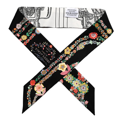 Hermes Silk Brides de Gala en Fleurs Twilly Black Multicolor White 1 of 4