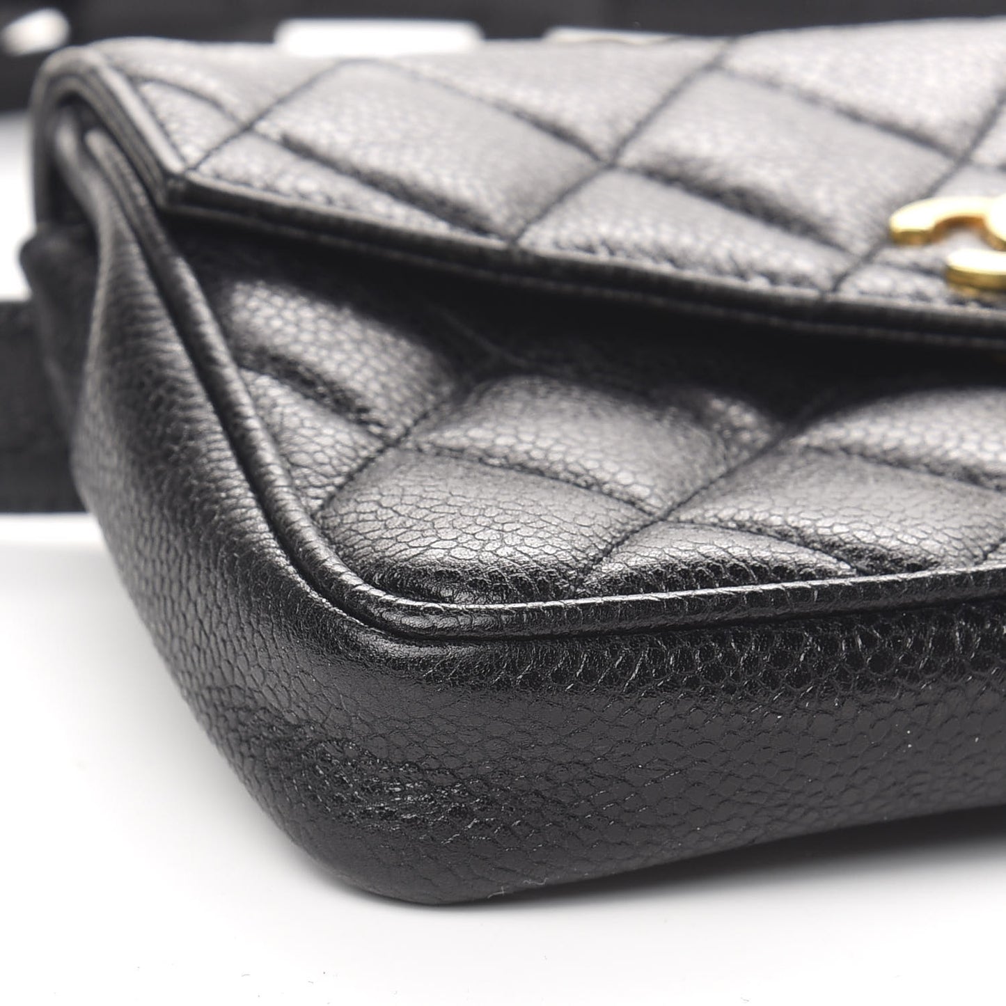 Caviar Quilted Flap Belt Bag Clutch 75 30 Black