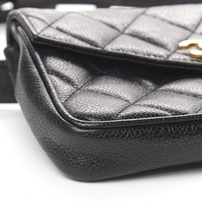 Chanel Caviar Quilted Flap Belt Bag Clutch 75 30 Black 8 of 10